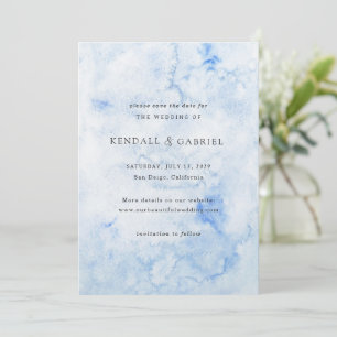 Moderne Blauwe Aquarel Elegante Trouwdag Save The Date