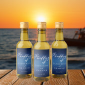 Moderne Blauwe Avond Bruiloft  Mini Wijn Etiket