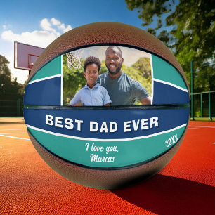 Moderne Blauwe Beste Papa Ooit Foto Vader Basketbal