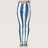 Moderne blauwe blauwgroen en witte strepen legging (Voorkant)