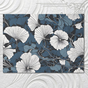 Moderne Blauwe Bloemen Decoupage Tissuepapier