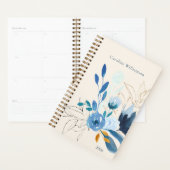 Moderne Blauwe Bloemen Gepersonaliseerd 2025 Niet  Planner (Display)