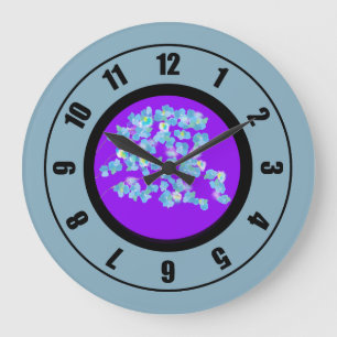 Moderne Blauwe Bloemen Grote Klok