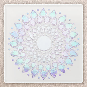 Moderne blauwe bloemen Lotus Mandala Glazen Onderzetter