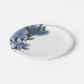 Moderne blauwe bloemen waterverf bruiloft papieren bordje (Gekanteld)
