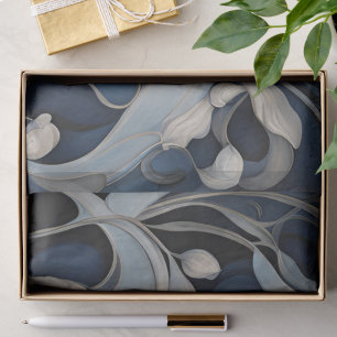 Moderne Blauwe Bloemendecoupage  Tissuepapier