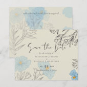 Moderne Blauwe Bloemige Abstracte Trouw Huwelijk O (Voorkant / Achterkant)