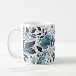 Moderne blauwe bloempatroon mok