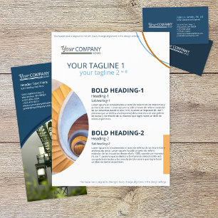 Moderne blauwe bloktekst, geometrische fotovormen flyer