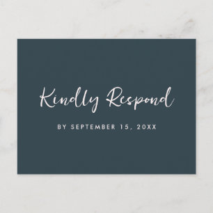 Moderne Blauwe Blush RSVP Trendy Script Maaltijd K Uitnodiging Briefkaart