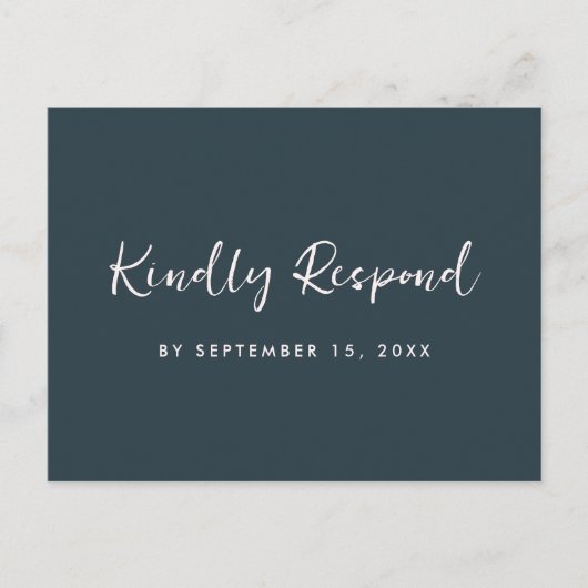 Moderne Blauwe Blush RSVP Trendy Script Maaltijd K Uitnodiging Briefkaart (Voorkant)