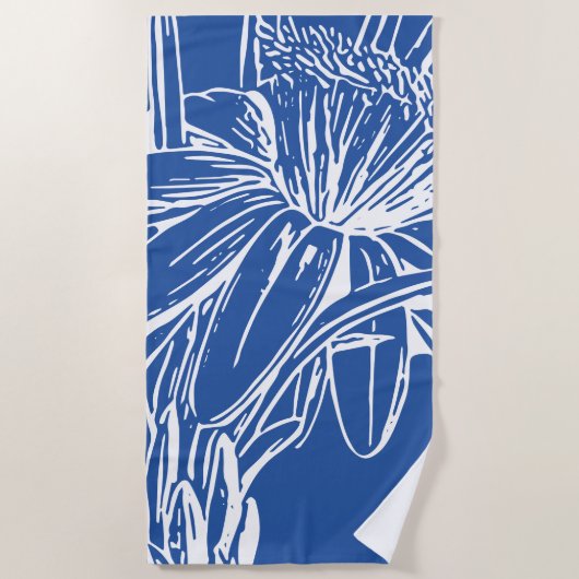 Moderne, blauwe bodemlijn strandlaken (Voorkant)