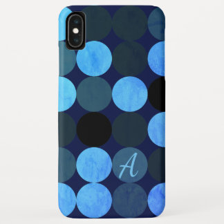 Moderne Blauwe Cirkels & Monogram iPhone XS Max Hoesje