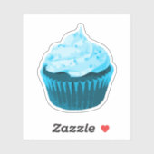 Moderne Blauwe Cupcake Sticker (Vel)
