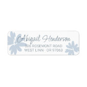 Moderne Blauwe Daisy Bloemen Retouradres Label (Voorkant)