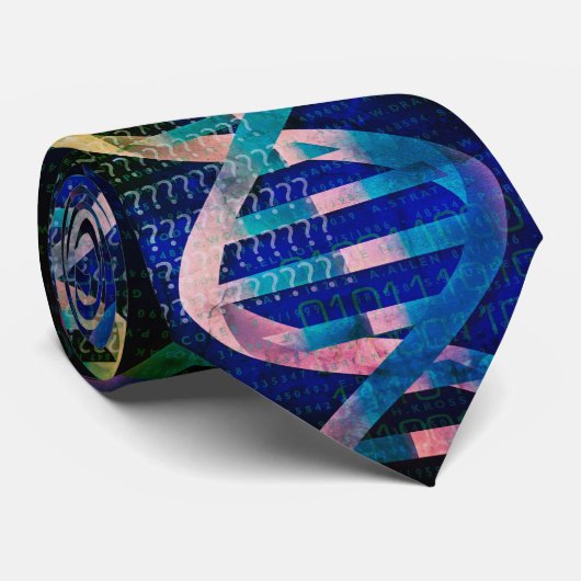 Moderne Blauwe DNA ID Kunst Medische Wetenschap Stropdas (Opgerold)