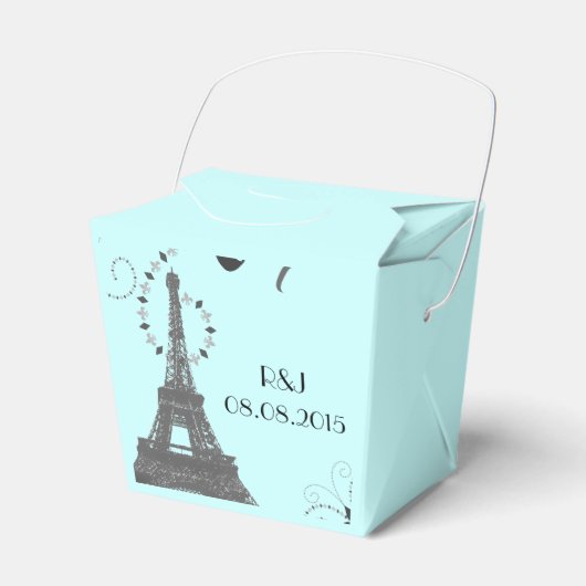 moderne blauwe eiffeltoren  parijs bruiloft bedankdoosjes (Voorkant Zijde)
