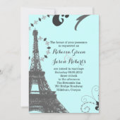 moderne blauwe eiffeltoren  parijs bruiloft kaart (Voorkant)