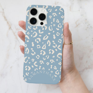 Moderne Blauwe Elegante Aangepaste Luipaard Vlekke iPhone 16 Pro Max Hoesje