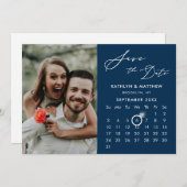 Moderne Blauwe Elegante Script Aangepaste Agenda F Save The Date (Voorkant / Achterkant)