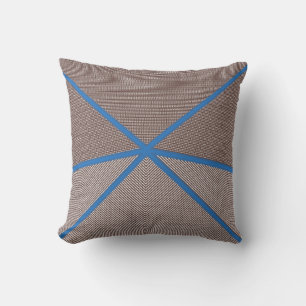 Moderne blauwe en bruine geometrische buitenkussen