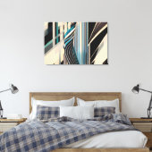 Moderne Blauwe en Crème Abstracte Dynamiek Canvas Afdruk (Insitu (Slaapkamer))