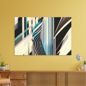 Moderne Blauwe en Crème Abstracte Dynamiek Canvas Afdruk (Insitu (Woonkamer))