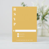 Moderne blauwe en gele eenvoudige verticale kleure RSVP kaartje (Staand voorkant)