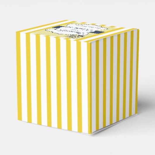 Moderne Blauwe en Gele Streep Bruiloft Favor Box Bedankdoosjes (Achterkant)