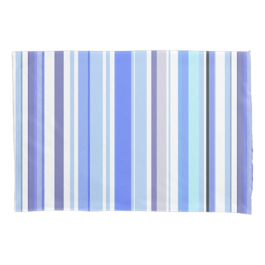 Moderne Blauwe en Witte Kuststrepen Kussensloop (Voorkant-Links)