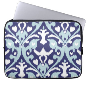Moderne, blauwe en witte wielerronde stammen laptop sleeve