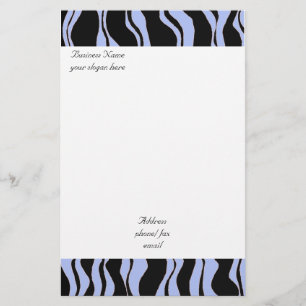 Moderne Blauwe en Zwarte Zebrastreep Patroon Briefpapier