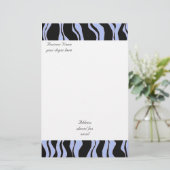 Moderne Blauwe en Zwarte Zebrastreep Patroon Briefpapier (Staand voorkant)
