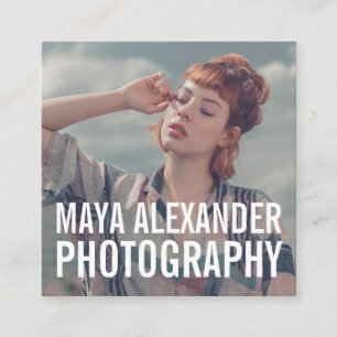 Moderne  blauwe fotofotofilter vierkante visitekaartje