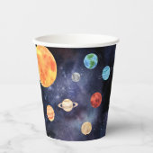 Moderne Blauwe Galaxy Planeten Ruimte Papieren Bekers (Voorkant)