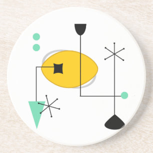 moderne blauwe gele retro - oranje zandsteen onderzetter