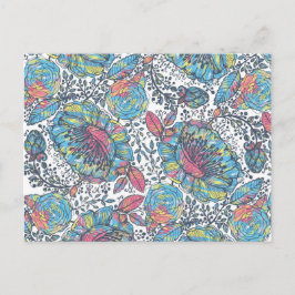 Moderne  blauwe gele Waterverf Briefkaart