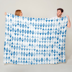 Moderne Blauwe Geometrische Driehoek Patroon Deken