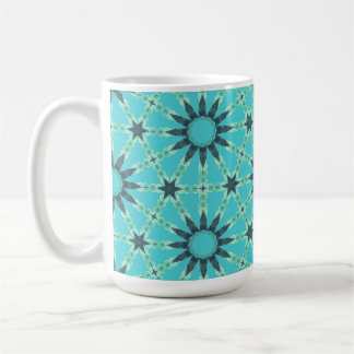 Moderne blauwe geometrische koffiemok met barstpat