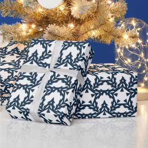 Moderne Blauwe Geometrische Ster Gepersonaliseerd Cadeaupapier