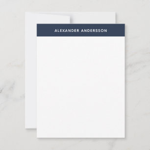 Moderne blauwe gepersonaliseerde correspondentie v notitiekaartje