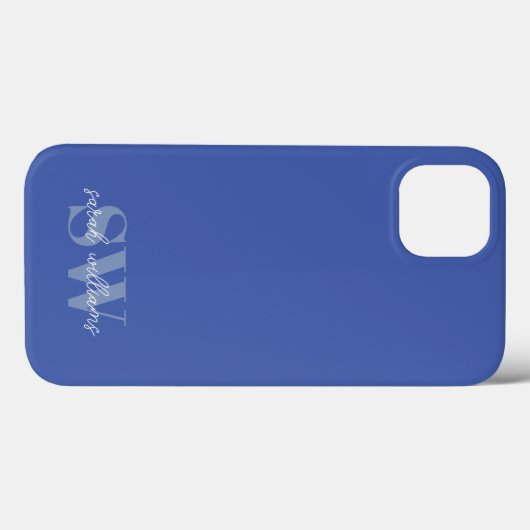 Moderne Blauwe Gepersonaliseerde Monogramnaam Case-Mate iPhone Case (Achterkant (horizontaal))