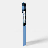 Moderne Blauwe geruite Check Patroon Naam Case-Mate iPhone Case (Achterkant / Links)