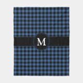 Moderne Blauwe Geruite Monogram Fleece Deken (Voorkant)