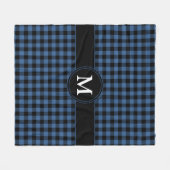 Moderne Blauwe Geruite Monogram Fleece Deken (Voorkant (Horizontaal))