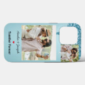 Moderne Blauwe Glitter Custom Liefde Paar Foto Case-Mate iPhone Case (Achterkant (horizontaal))