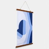 Moderne blauwe golf Abstracte kunst Hangend Wandkleed (Gebogen)