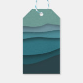 Moderne blauwe golven cadeaulabel (Achterkant)