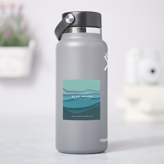 Moderne blauwe golven sticker (HydroFlask)
