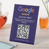 Moderne Blauwe Google Review Aangepaste QR-code Reclamebord Met Voetstuk (Insitu)